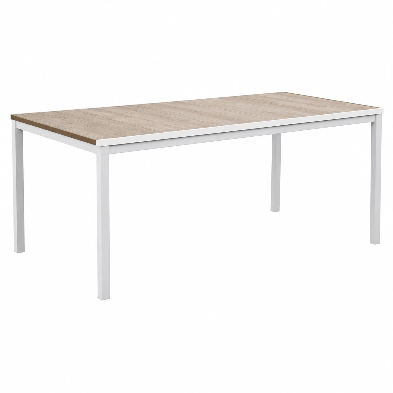 Tavolo da Giardino Keter Avon 200x95x75 cm per 8 Persone con Effetto Legno e Struttura Bianca