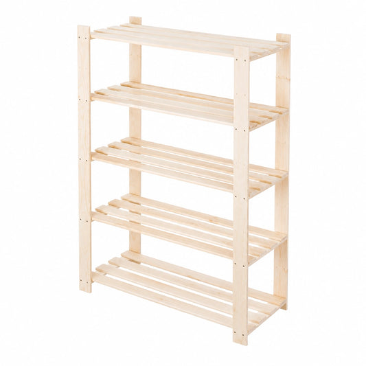 Libreria in Legno di Pino Naturale 80x170x38 cm con 5 Ripiani per Casa e Ufficio