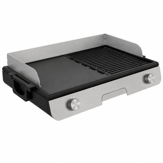 Griglia Elettrica Cecotec PerfectRoast 3000 Inox, 3000W, Superficie Mista, Antiaderente, Termostato Regolabile