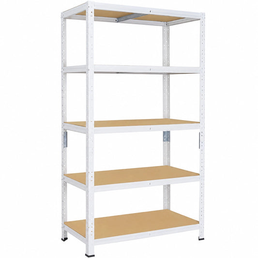 Scaffale Metallo 230x120x50cm Bianco con 5 Ripiani da 175kg per Garage e Officina