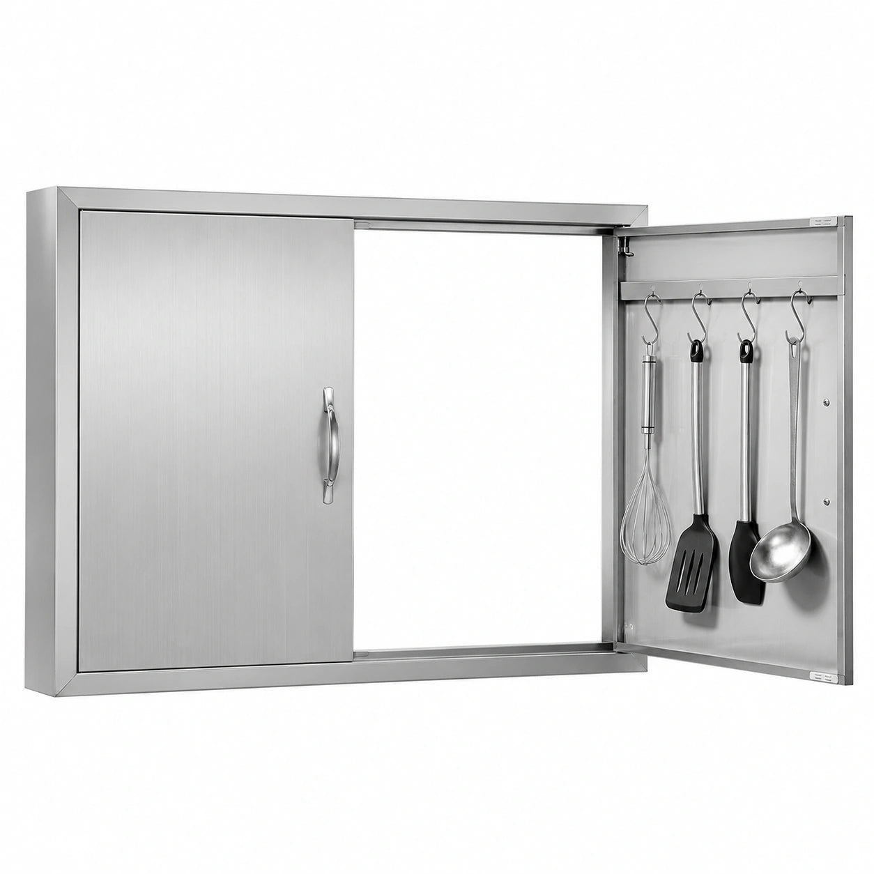 Porta da Incasso a Doppia Ante in Acciaio Inox 990x660 mm per Cucina Esterna
