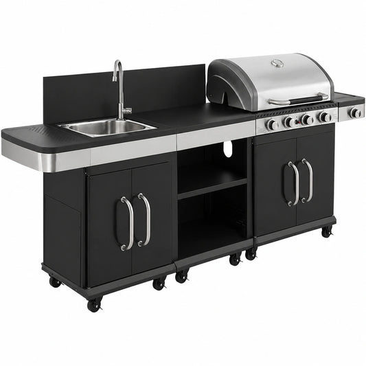 Cucina Esterna Modulare FIDGI 4 con Barbecue a Gas e Lavello