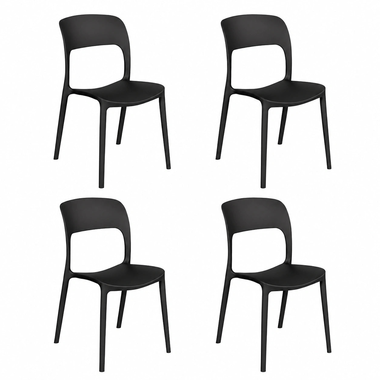 Set di 4 sedie impilabili in polipropilene per giardino e interni, colore antracite