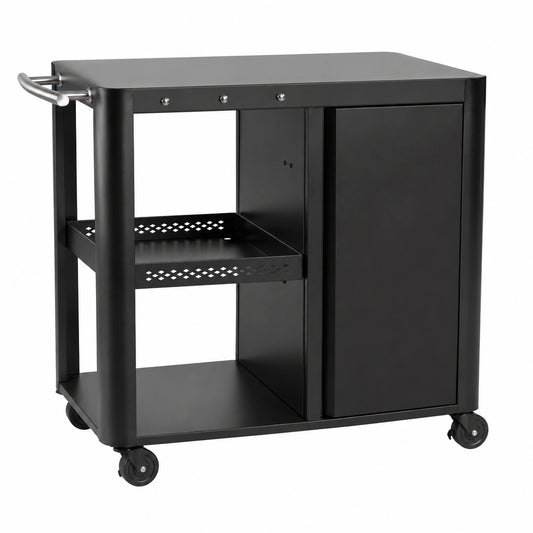 Tavolo da Lavoro per Barbecue Esterno con Ripiani Multipli 95x50x80 cm, Nero
