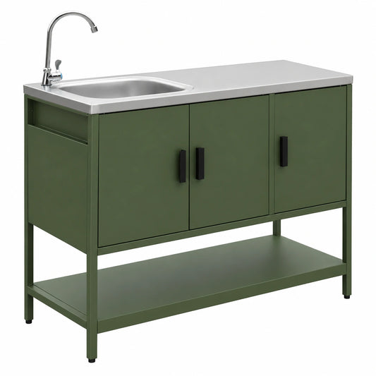 Cucina da Esterno in Acciaio con Lavandino, Verde, 120cm