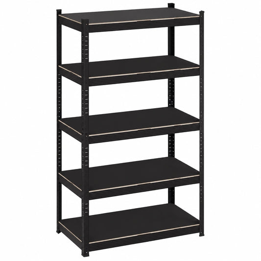 Scaffale Robusto in Acciaio, 180x90x40 cm, 5 Ripiani, Capacità 875 kg, per Garage e Cantina, Nero