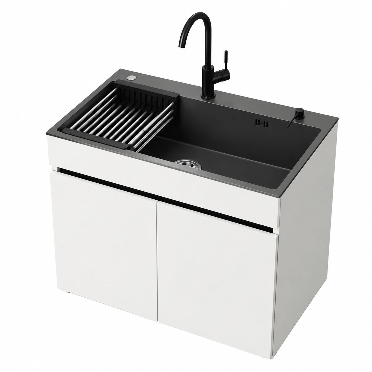 Lavello Autoportante 68cm in Acciaio Inox con Miscelatore e Dispenser Sapone