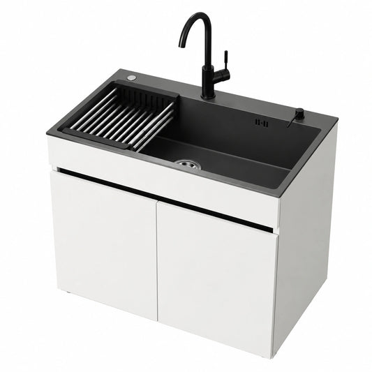 Lavello Autoportante 68cm in Acciaio Inox con Miscelatore e Dispenser Sapone