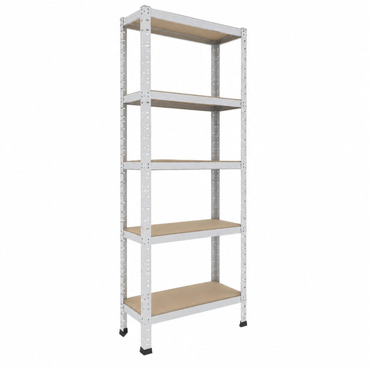 Scaffale in Metallo Zincato per Carichi Pesanti 180x60x23cm con 5 Ripiani, Capacità 175kg, Ideale per Garage, Ripostiglio o Officina