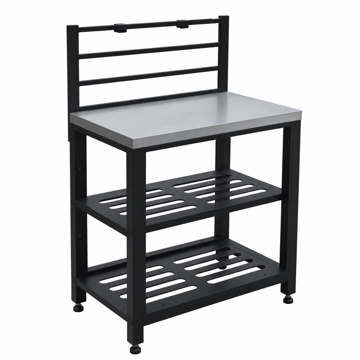 Modulo cucina esterna in acciaio con 2 ripiani, Nero 80cm