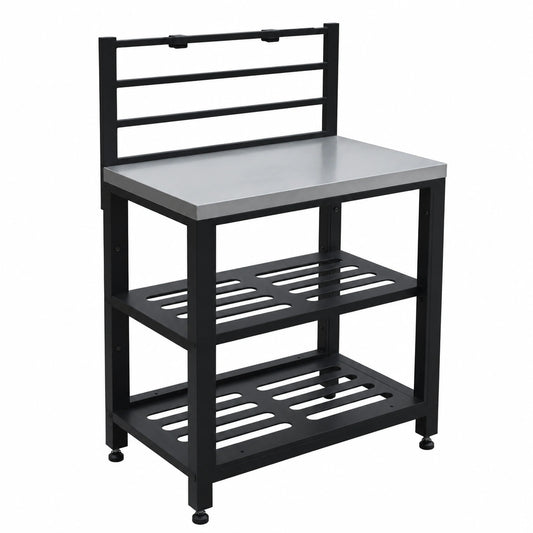 Modulo cucina esterna in acciaio con 2 ripiani, Nero 80cm