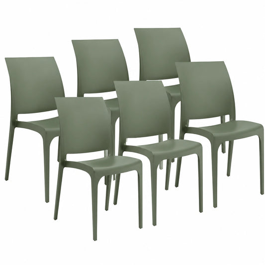 Tomaino - Set di 6 Sedie Impilabili con Braccioli per Interno ed Esterno - Perfette per Cucina, Giardino o Balcone - Colore Verde