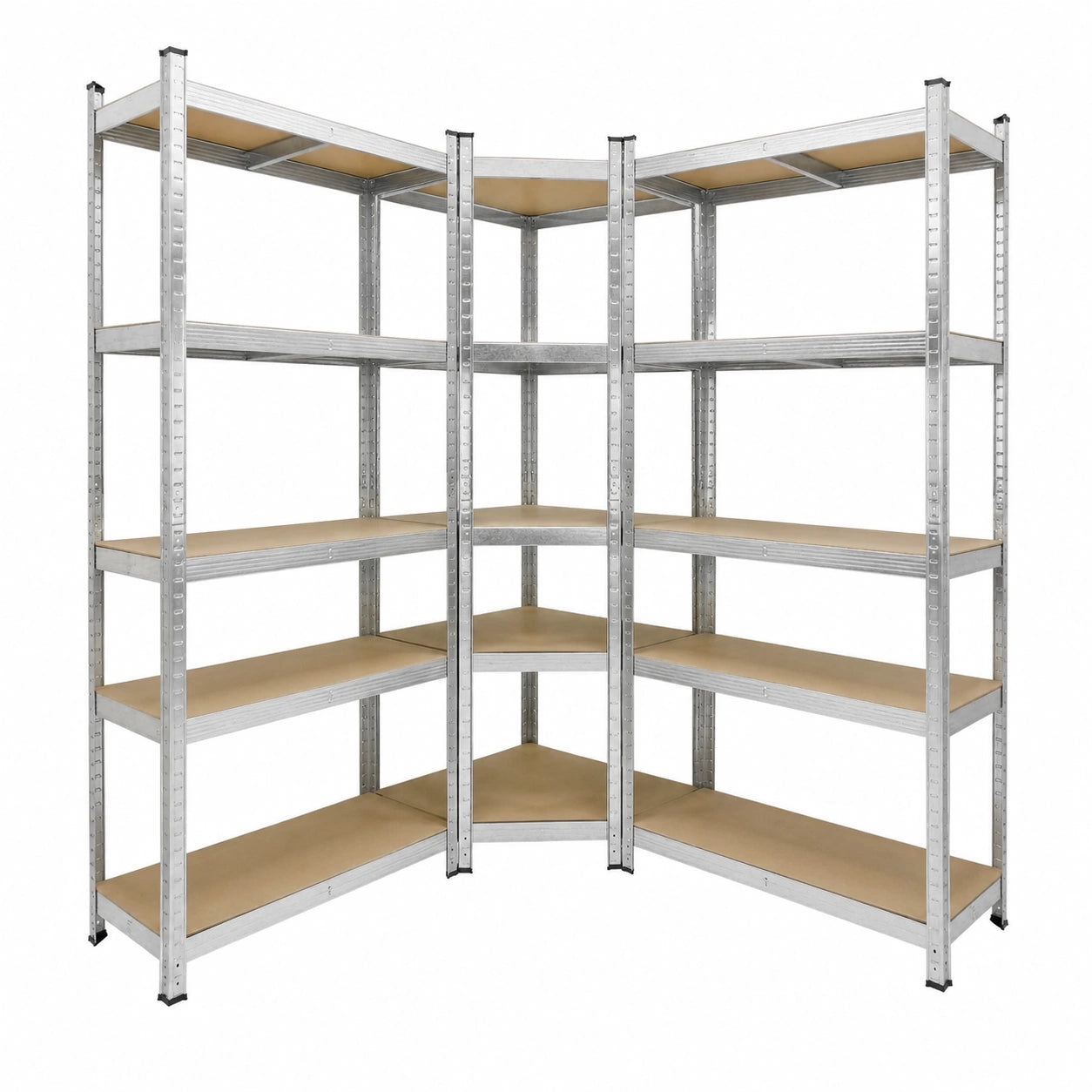 Set Scaffalatura Angolare ECD Germany per Carichi Pesanti, 2 Ripiani, 180x90x40 cm con Ripiano Angolare, Fino a 750 kg, per Garage e Magazzino