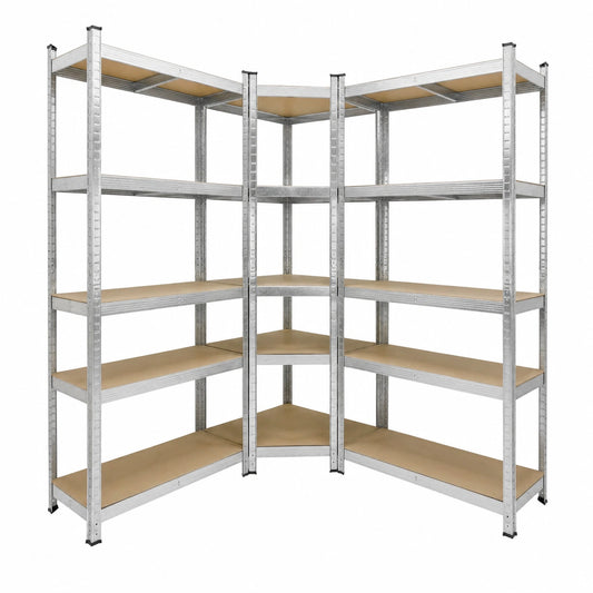 Set Scaffalatura Angolare ECD Germany per Carichi Pesanti, 2 Ripiani, 180x90x40 cm con Ripiano Angolare, Fino a 750 kg, per Garage e Magazzino