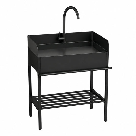 Lavello da Esterno Acciaio Inox con Paraspruzzi per Giardino e Garage