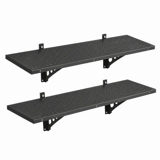 Mensola da Parete VEVOR per Garage e Officina, 2 Pezzi 122x50 cm, Pannelli Forati con 2 Ripiani, Capacità 127 kg, Ideale per Lavanderia e Cucina, Colore Nero